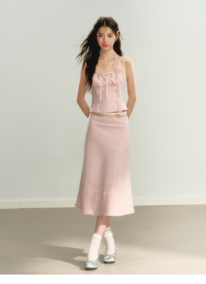 Lace Spaghetti Strap Tank Top &amp; Mini Skirt Set