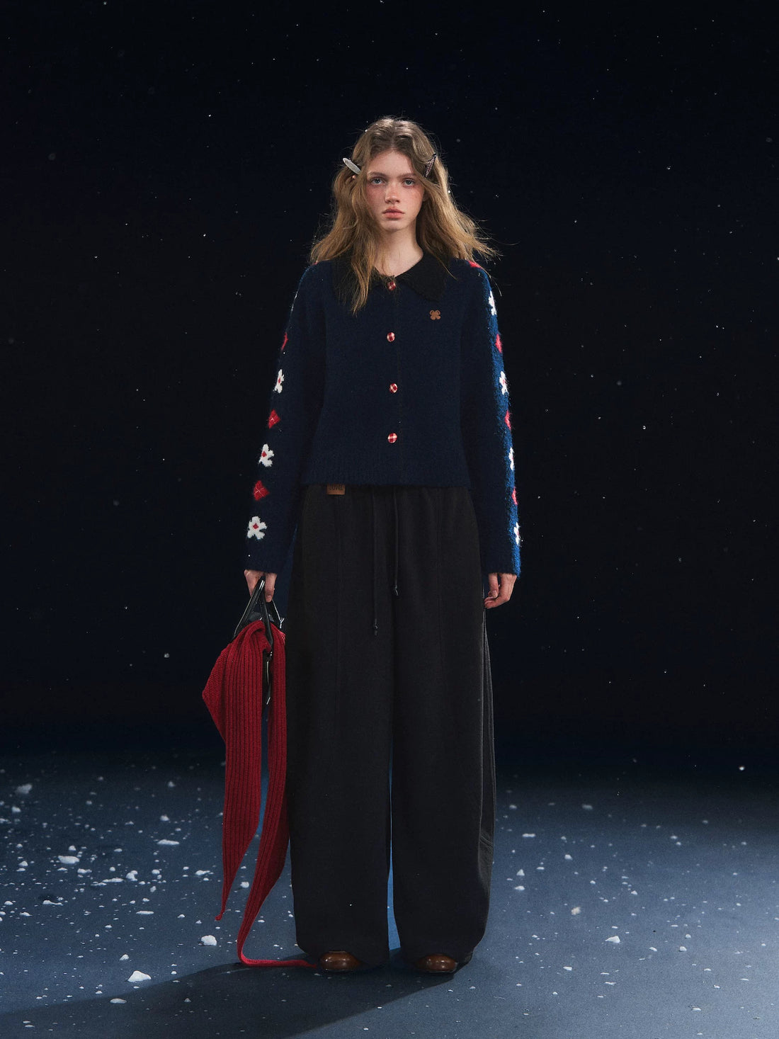 Vintage Floral Jacquard Collar Cardigan