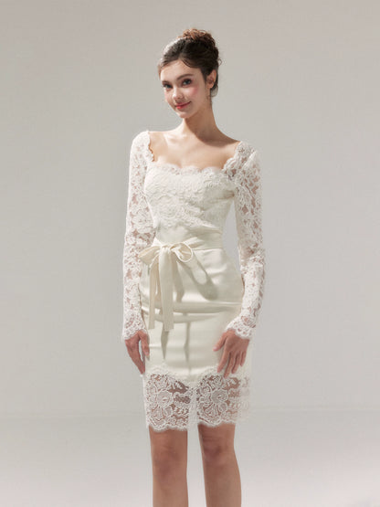 Satin Lace Bodycon Dress