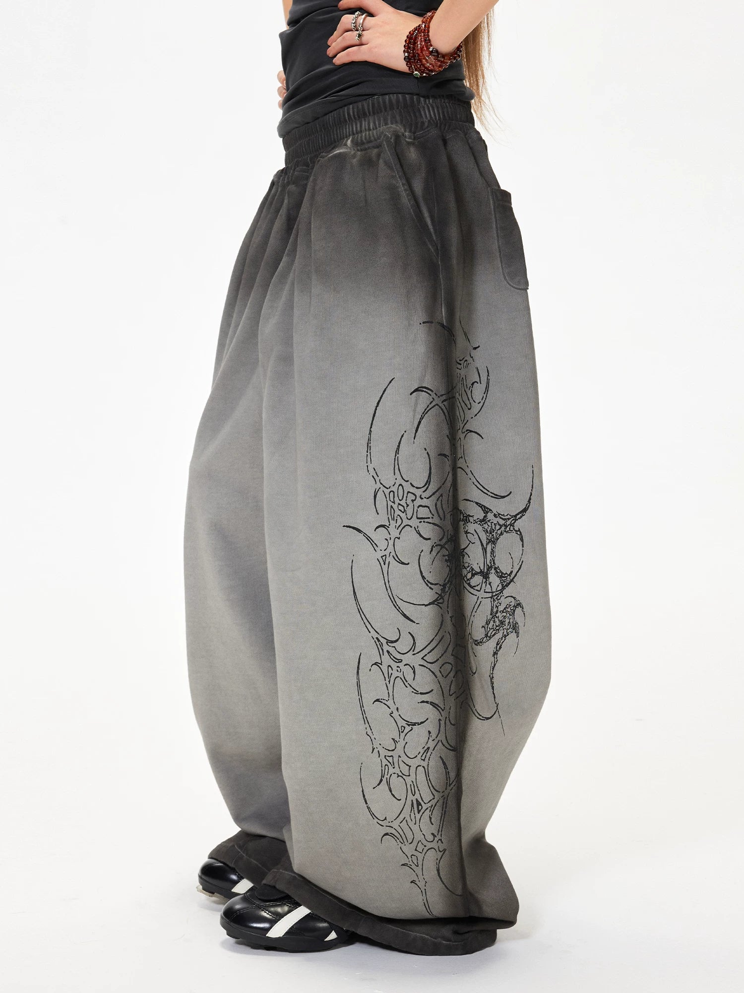 Embroidered Wide Leg Pants