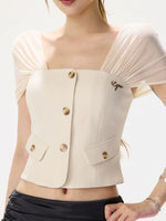 Mesh Sleeve Bustier Top
