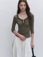 Lyocell Ruffle V-Neck Top