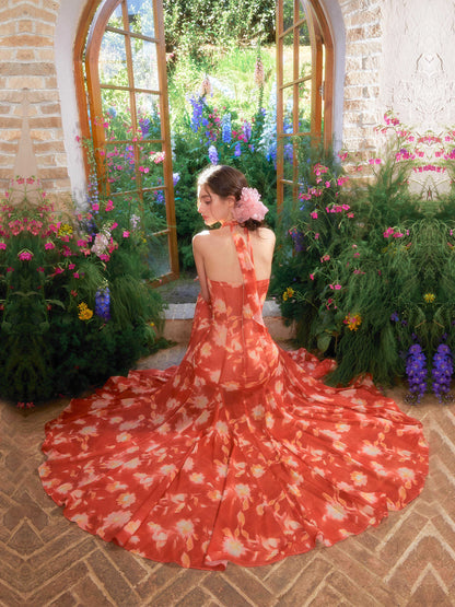 Floral Halter Fish Tail Dress