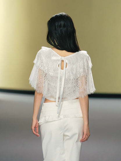 V-Neck Lace Cape Top