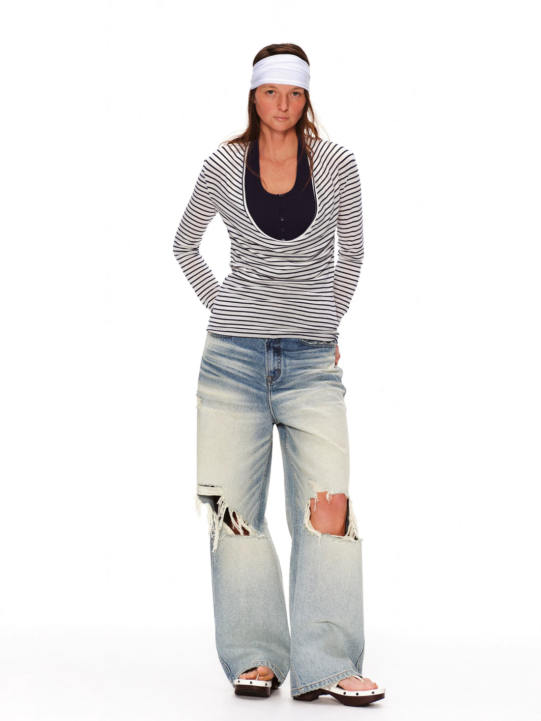 Layered Stripe Drape Top
