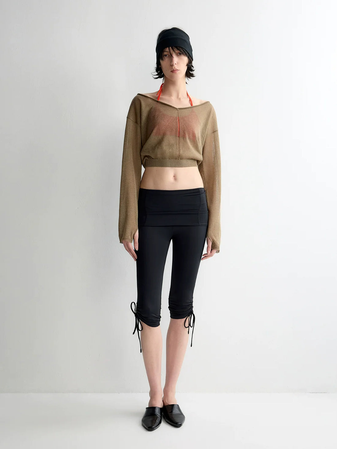 Rolled Edge Neckline Knitted Cover-Up