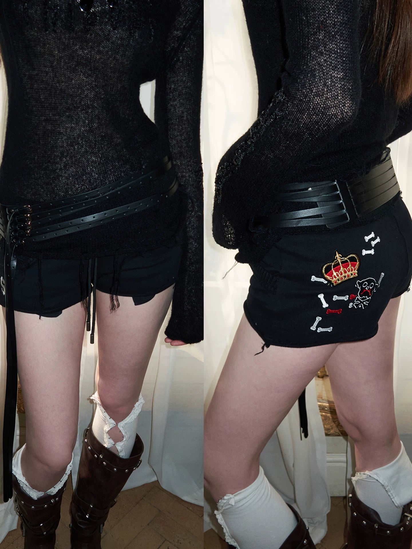Bone Embroidery Sweat Shorts