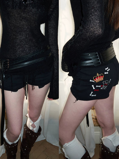 Bone Embroidery Sweat Shorts