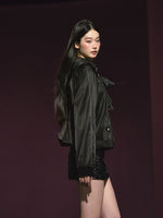 Neckline Tie Striped Sun-Protective Jacket & Skirt Set
