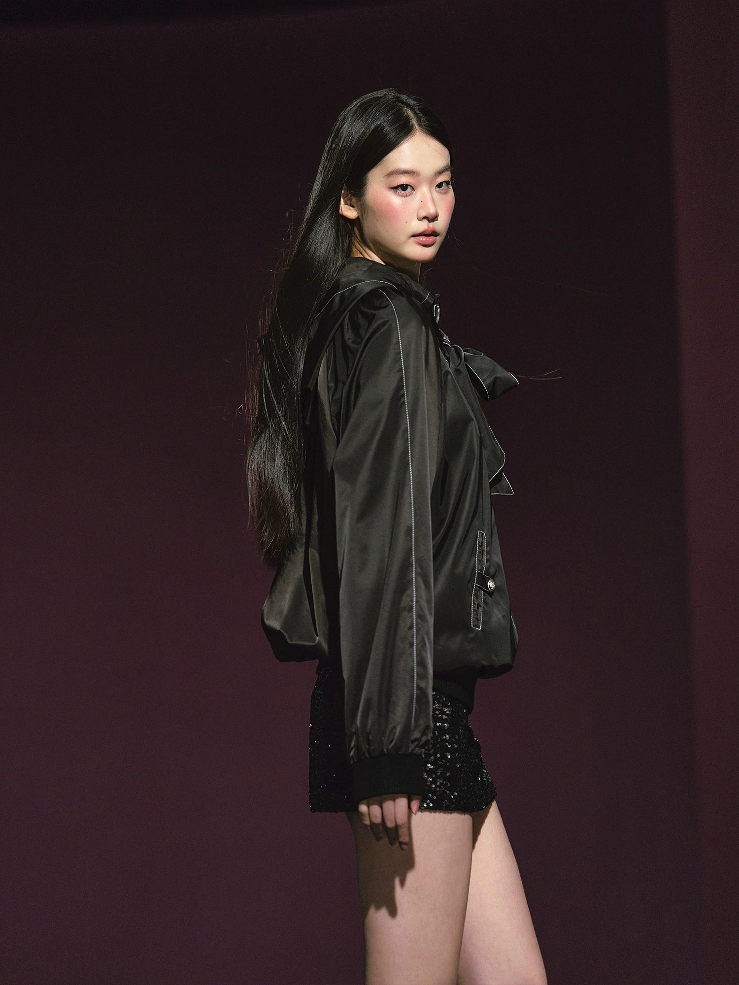 Neckline Tie Striped Sun-Protective Jacket &amp; Skirt Set