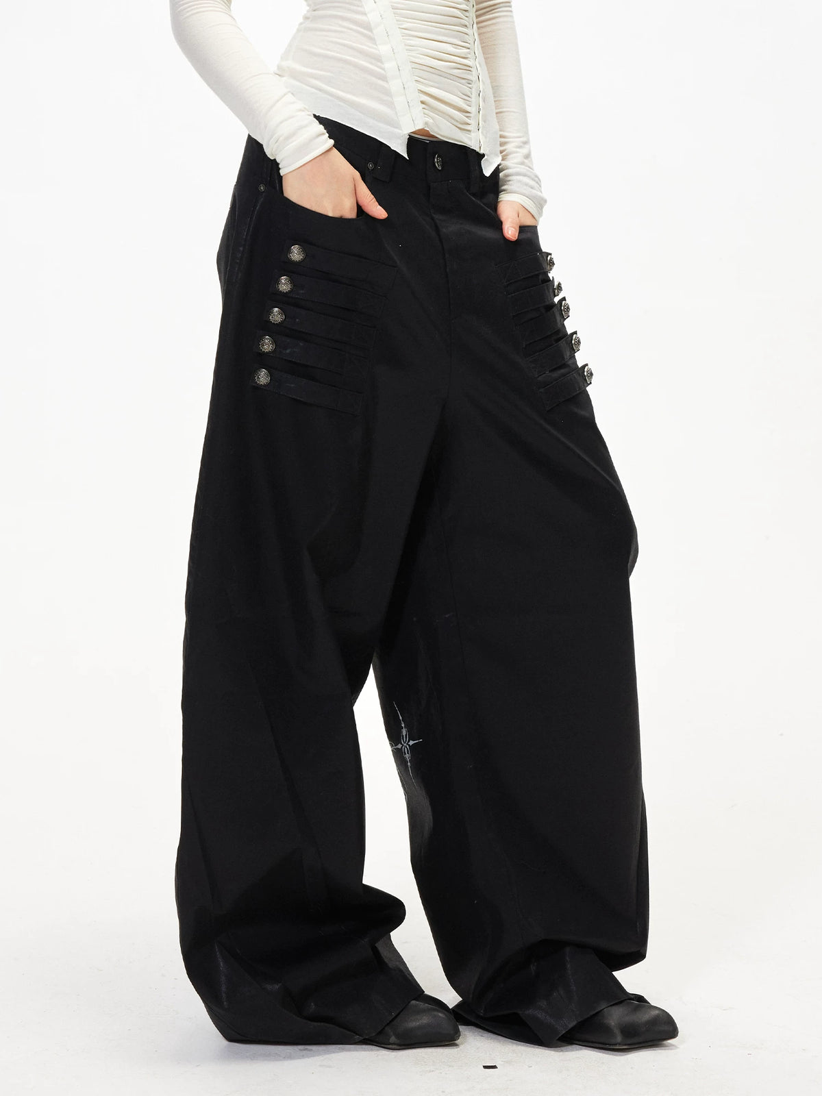 Button Wide Leg Pants