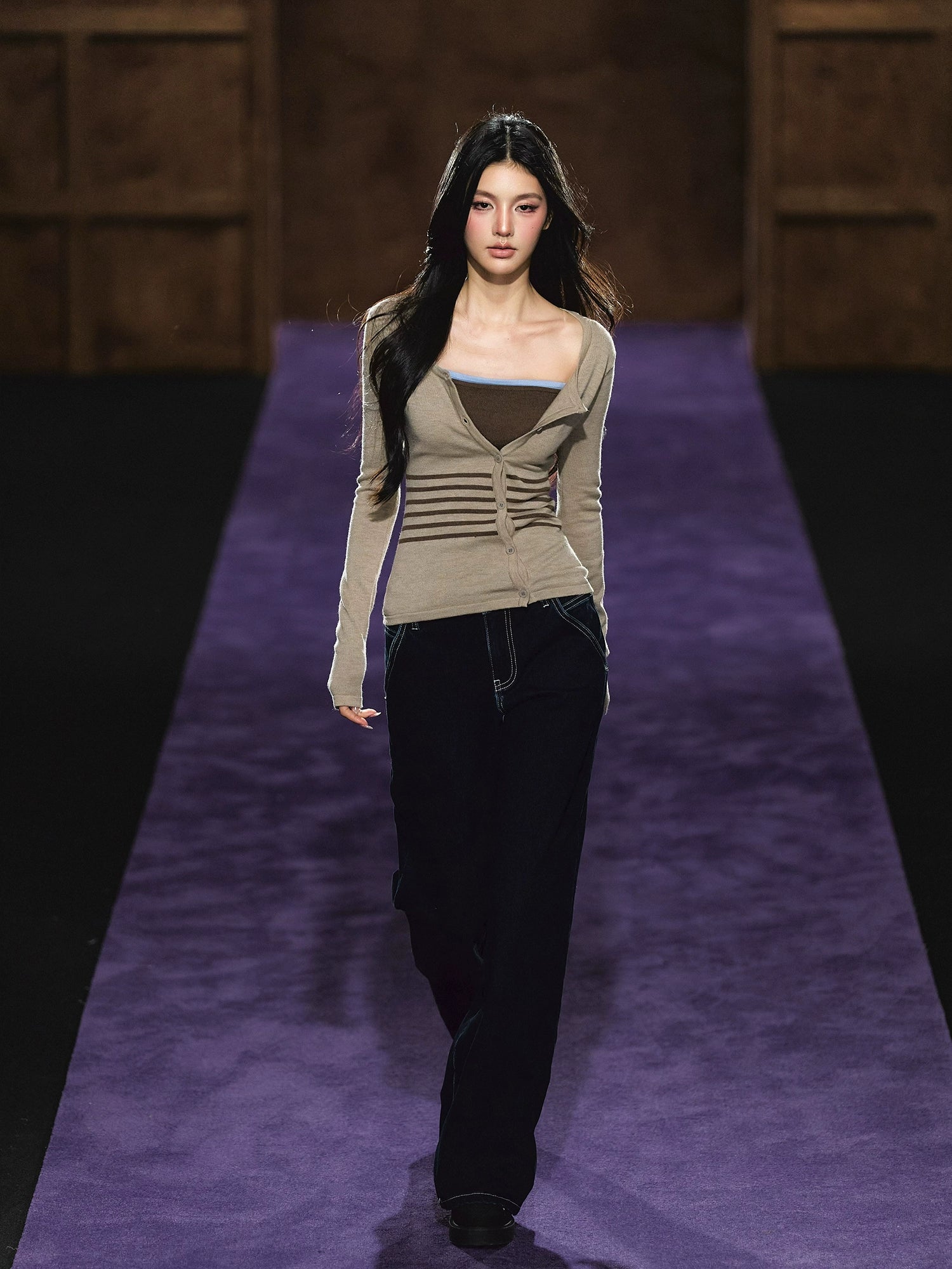 Faux Two-Piece Knit Top