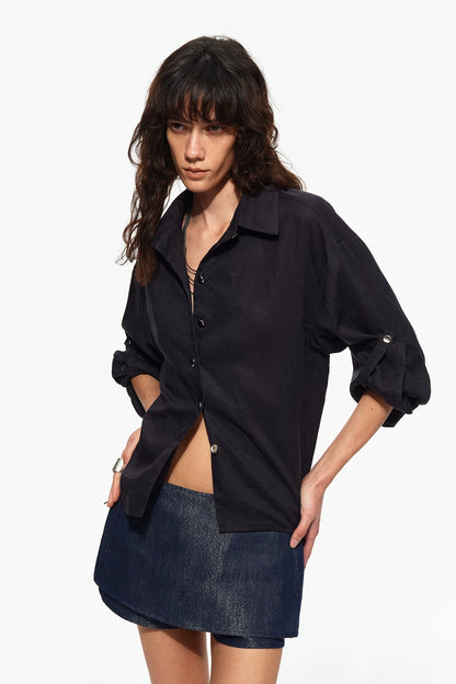 Roll Sleeve Waist Shirt