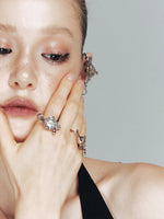 Floral Teardrop Open Ring