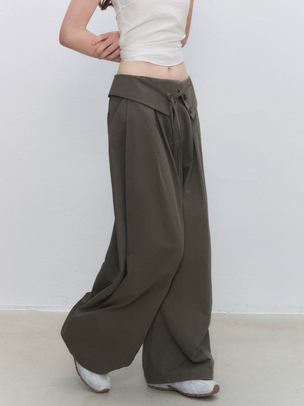 Lyocell Cotton Wide-Leg Casual Pants