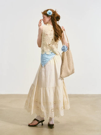 Hollow Lucky Flower Crochet Top &amp; Skirt Set