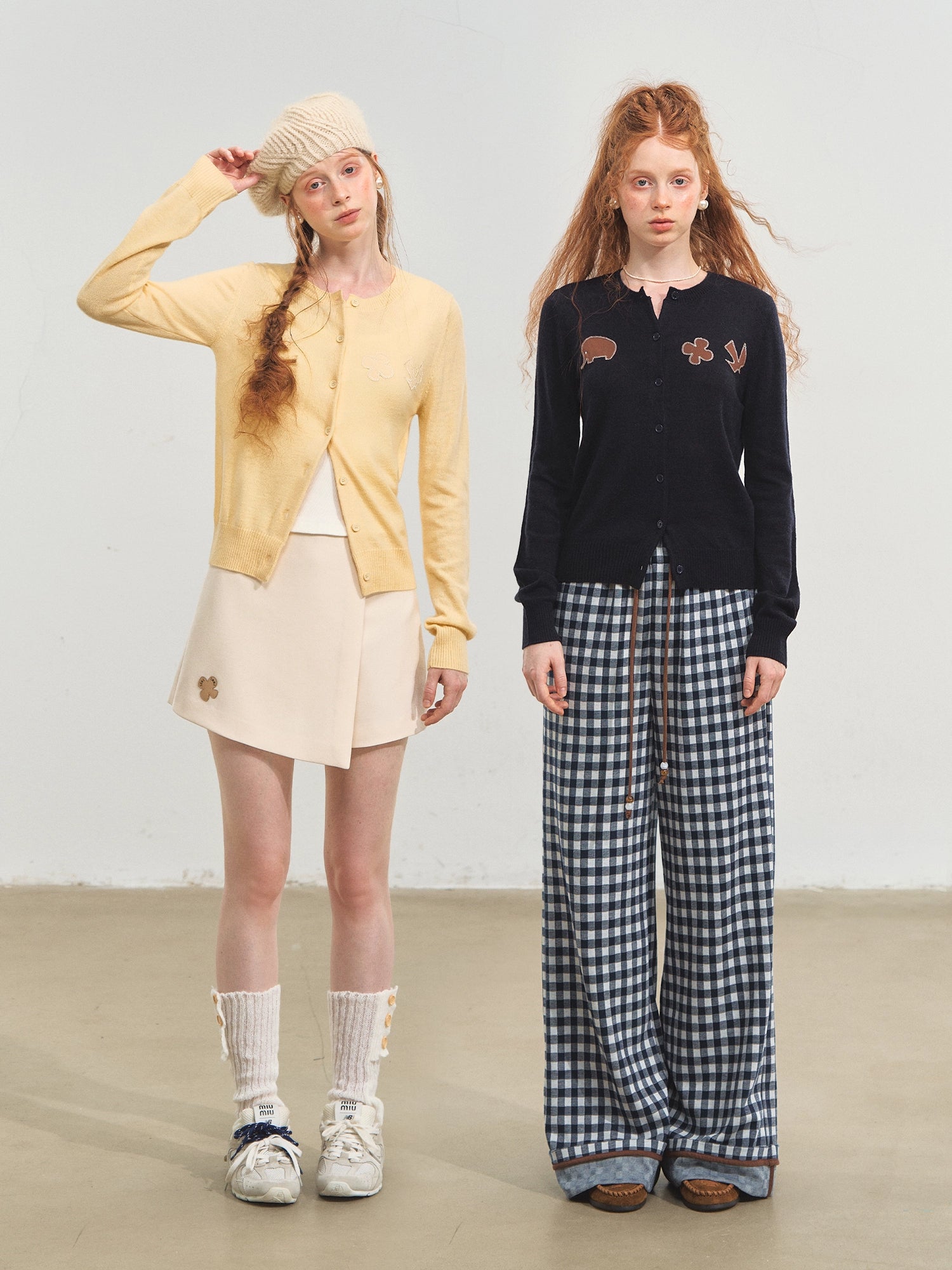 Crewneck Cartoon Patch Embroidered Cardigan