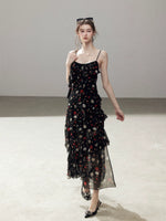 Rose Print Chiffon Dress