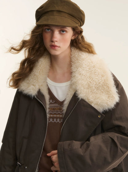 Fur Collar Drawstring Parka