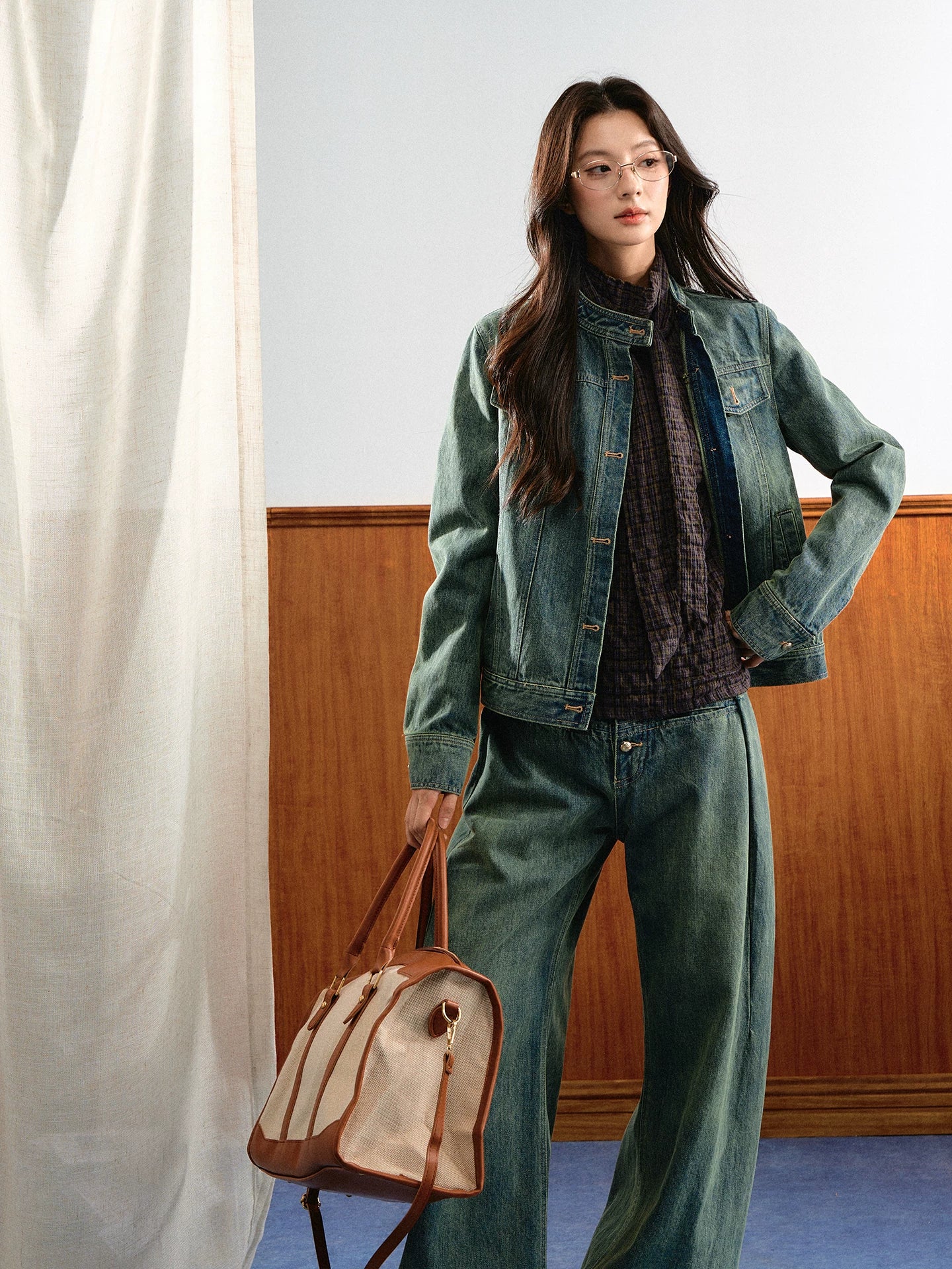 Contrast Stitch Denim Set