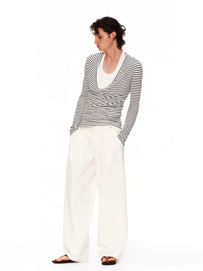 Layered Stripe Drape Top