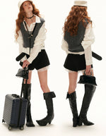 Textured Boucle U-Neck Knit Vest