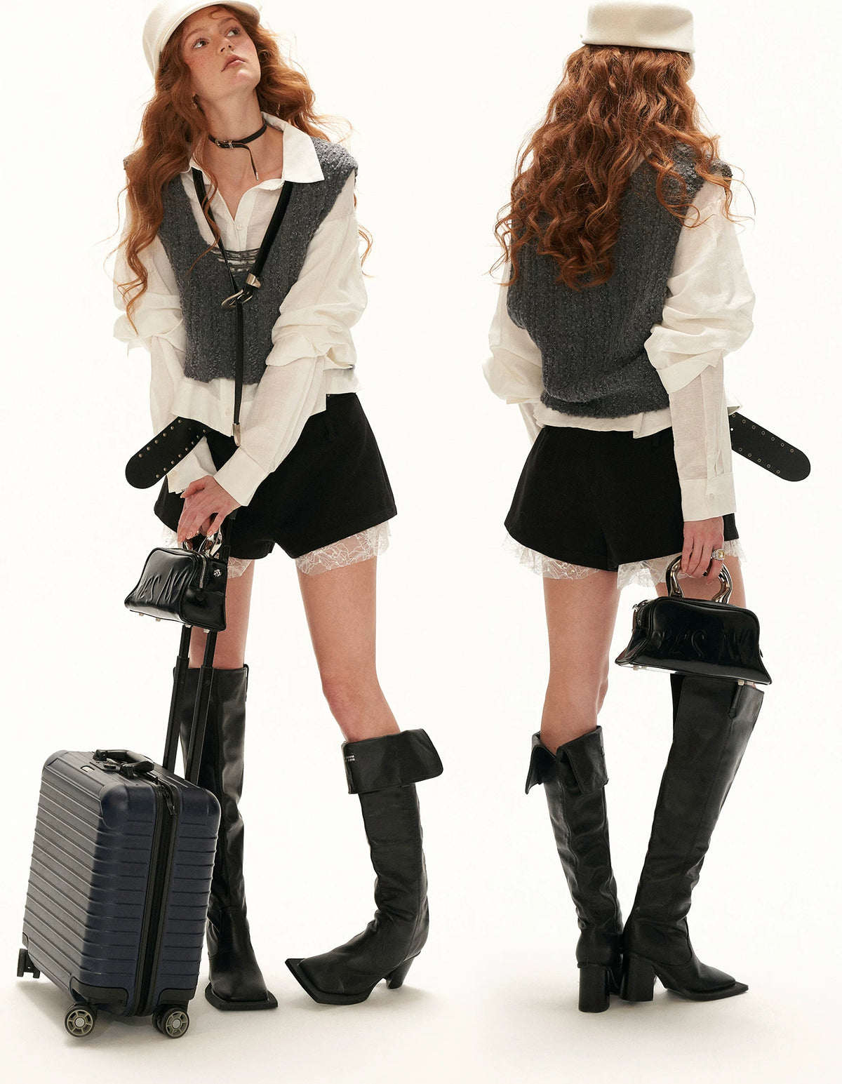Textured Boucle U-Neck Knit Vest