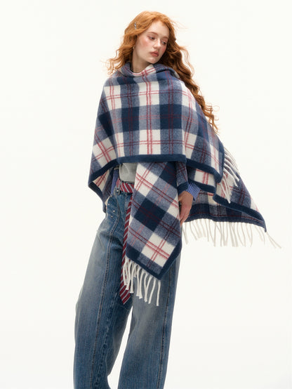 Vintage Plaid Tassel Scarf