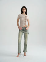 Purple Gray Handmade Flower Top