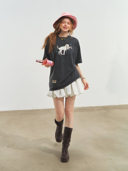 Spotted Puppy Printed Short Sleeve T-shirt