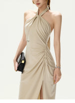 Twist Halter Slit Dress