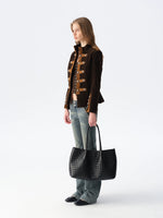 Velvet Colorblock Hardware Jacket