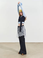 Contrast Tie Crewneck Sweater