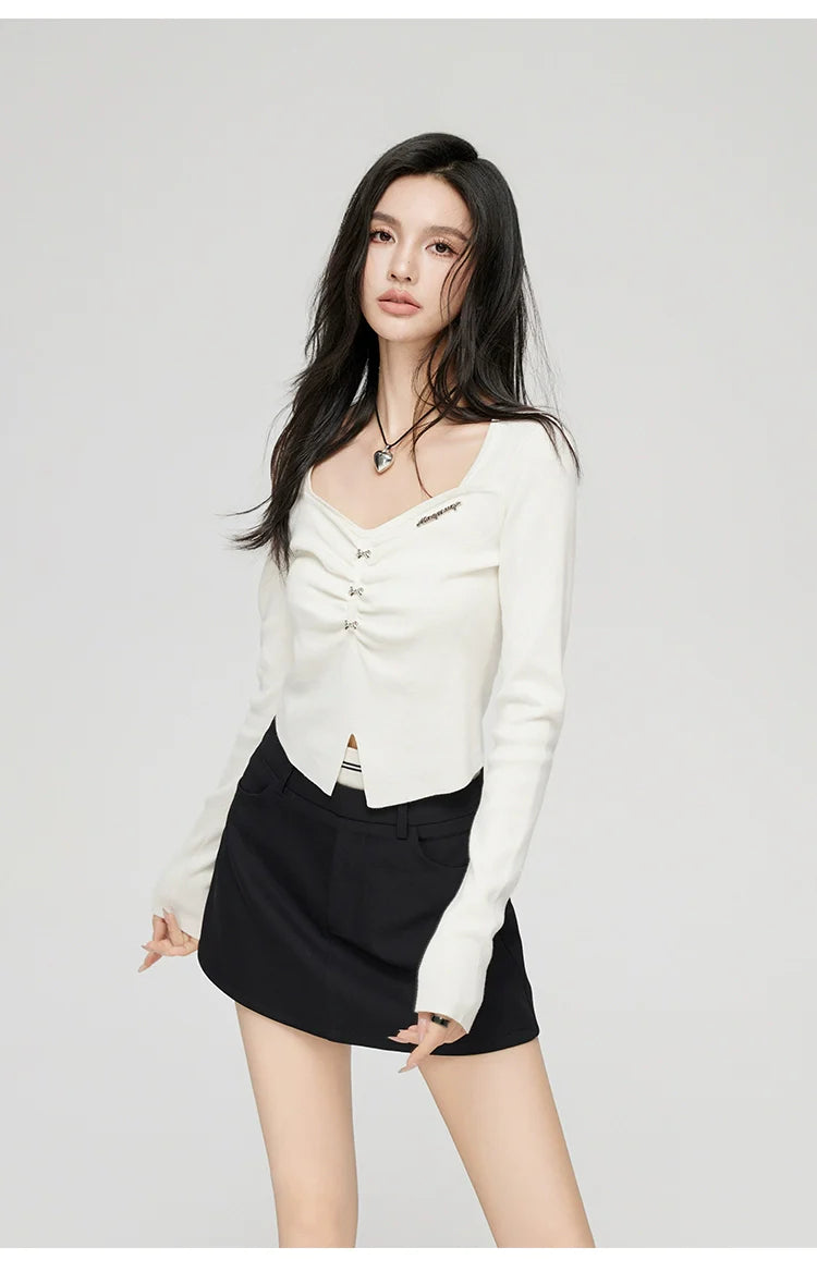 Black &amp; White Wide Neckline Sweater