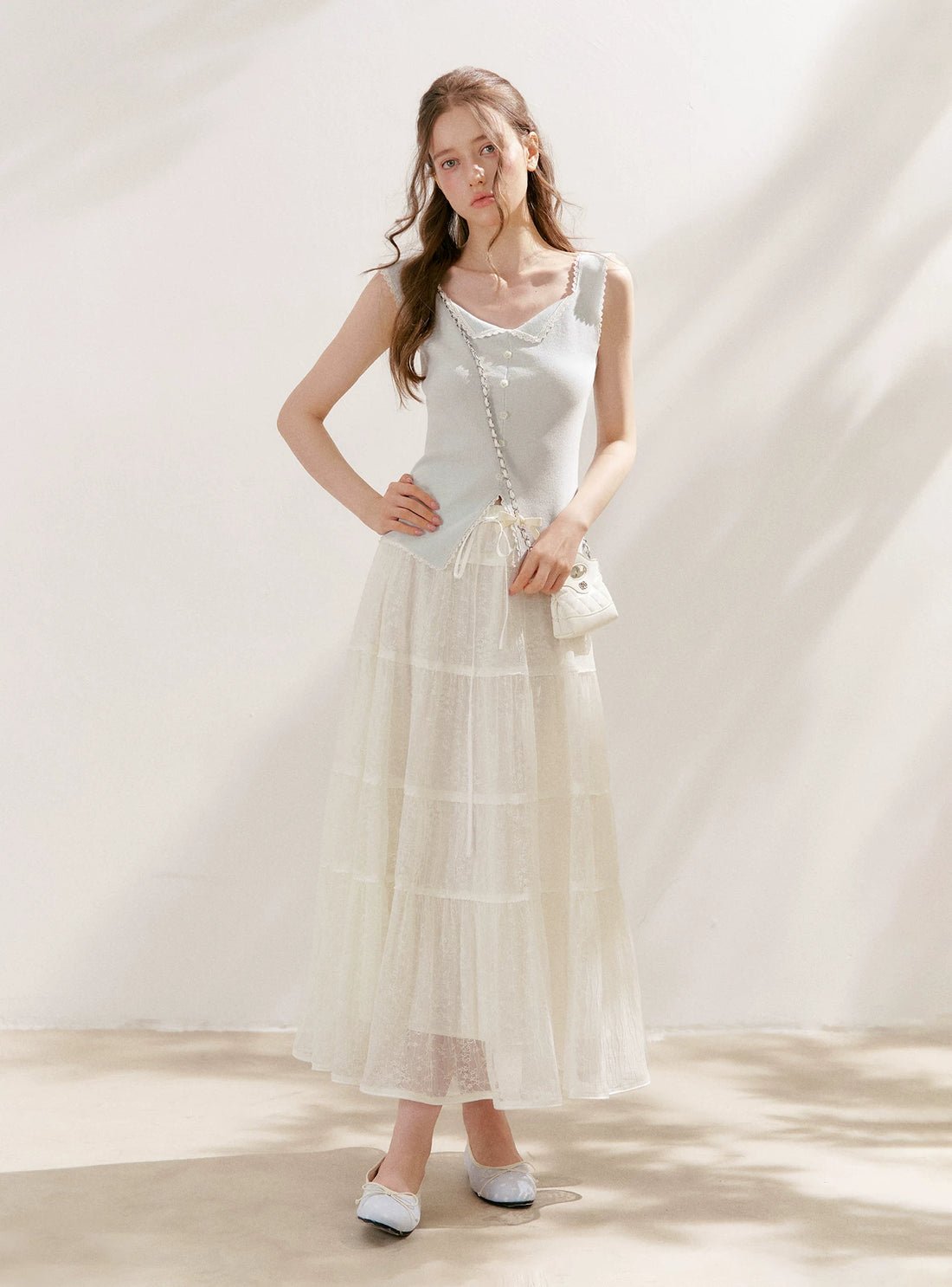 Lace Tiered A-Line Skirt