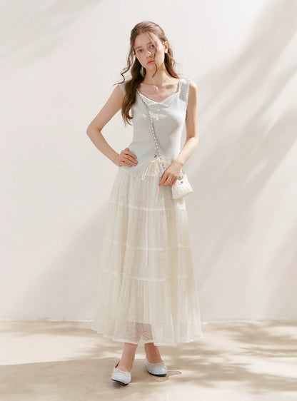 Lace Tiered A-Line Skirt