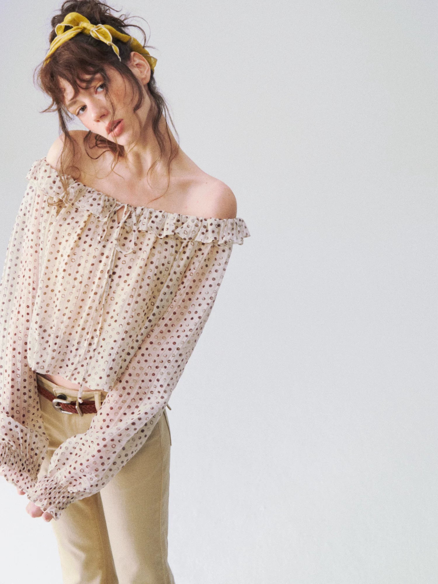 French Off-Shoulder Ruffle Top