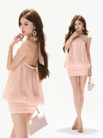 Pink Beaded Halter Dress