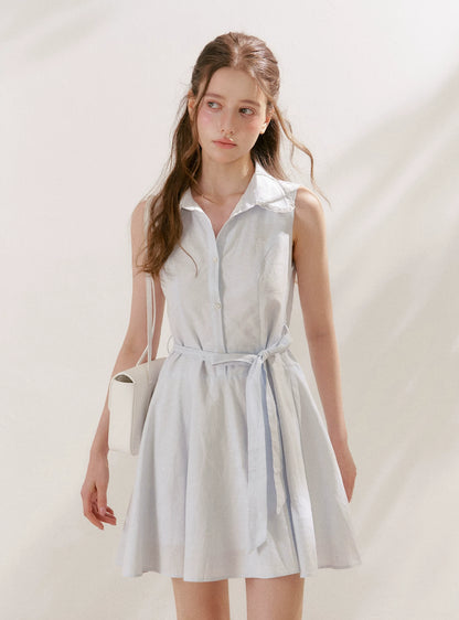 Blue Sleeveless Polo Mini Dress
