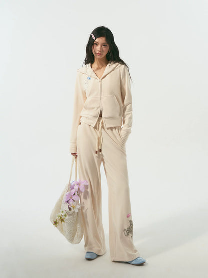 Bear Embroidered Hoodie Set