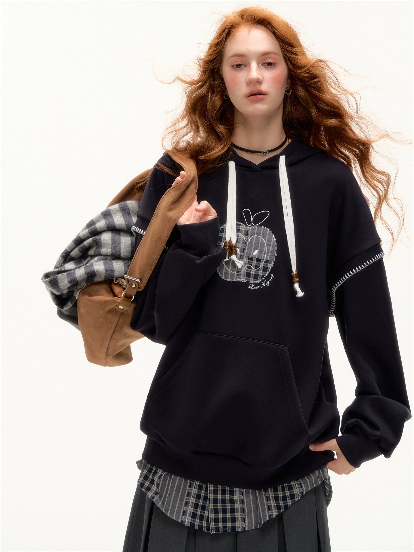 Apple Patch Two-Piece Layered Hoodie