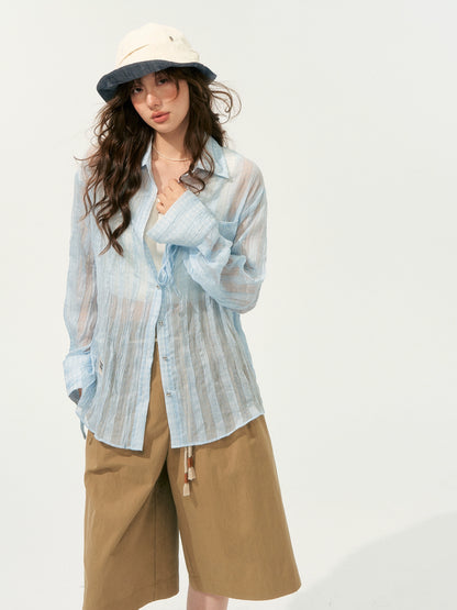 Khaki Simple 3D Pleated Shorts