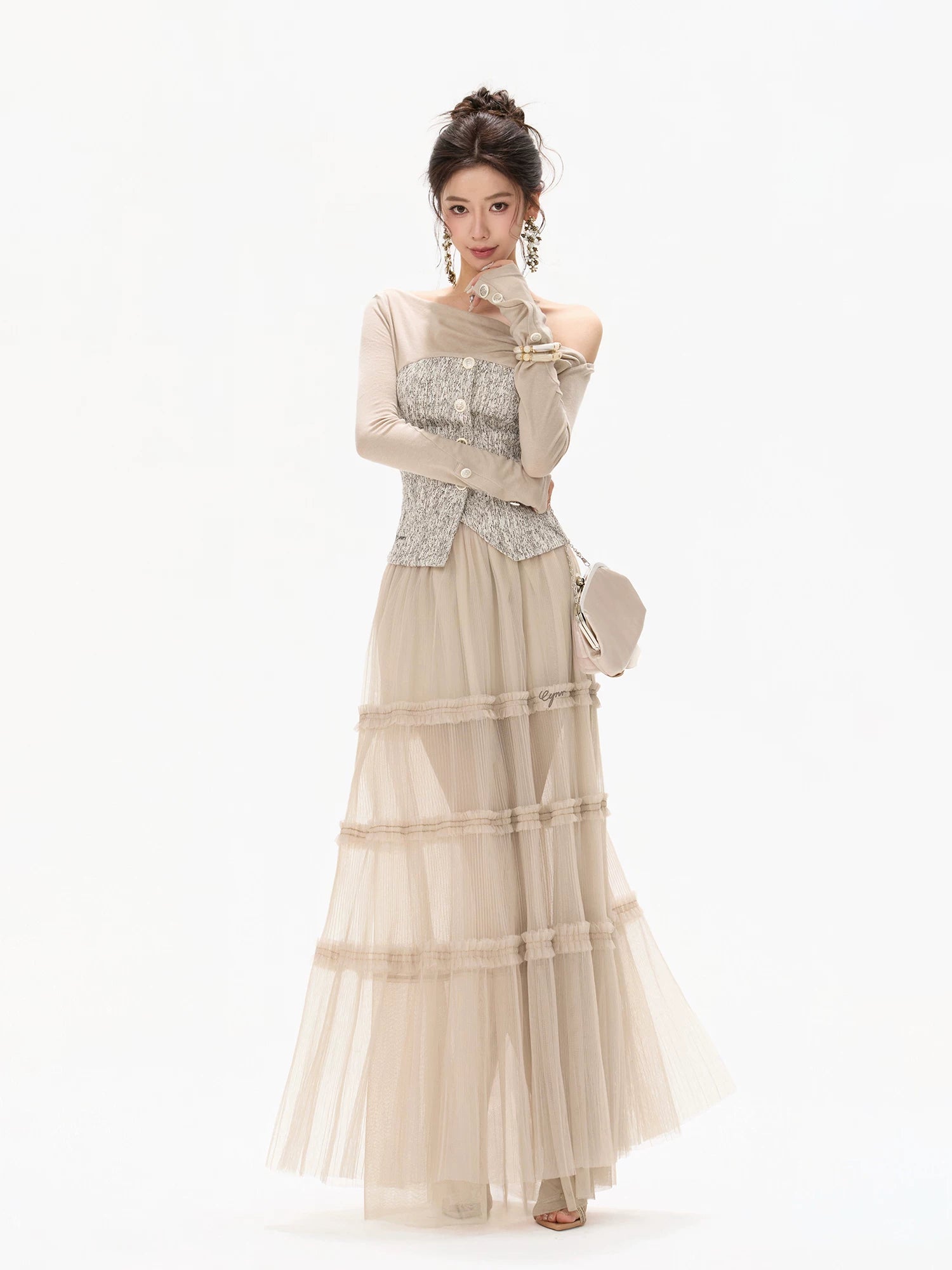 Pleated Mesh Skirt