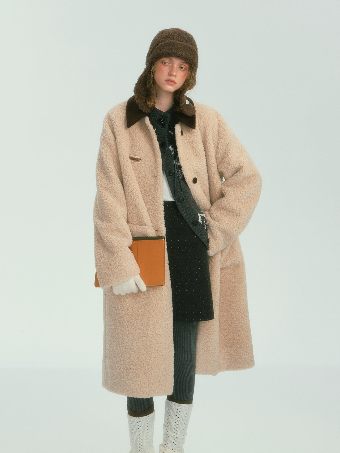 Colorblock Collar Sherpa Coat