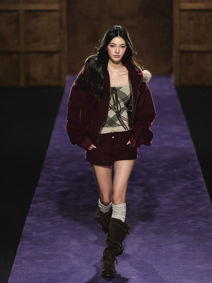 Wool-Blend Hooded Shorts Set