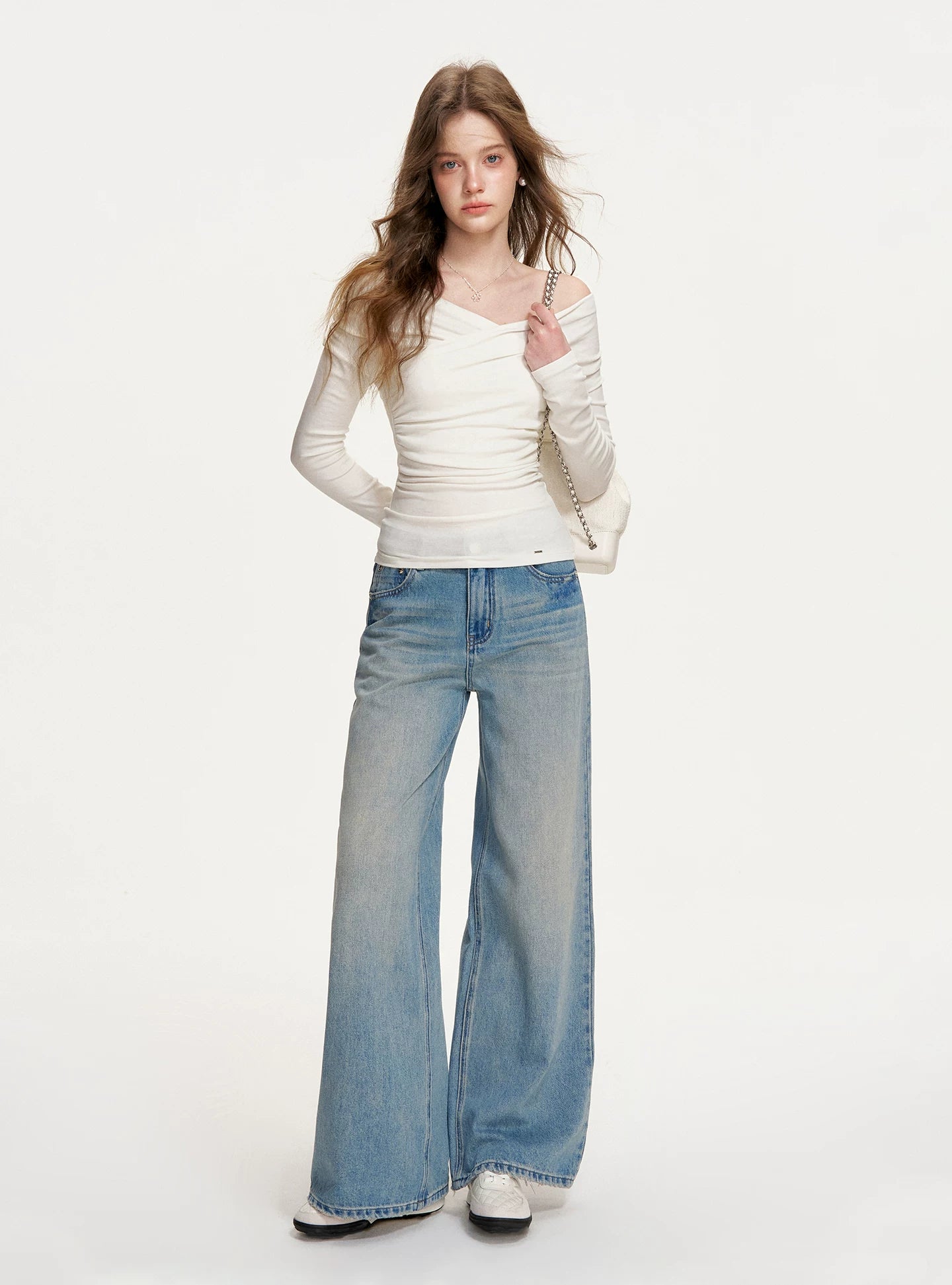 Cross-Neck Off-Shoulder Top