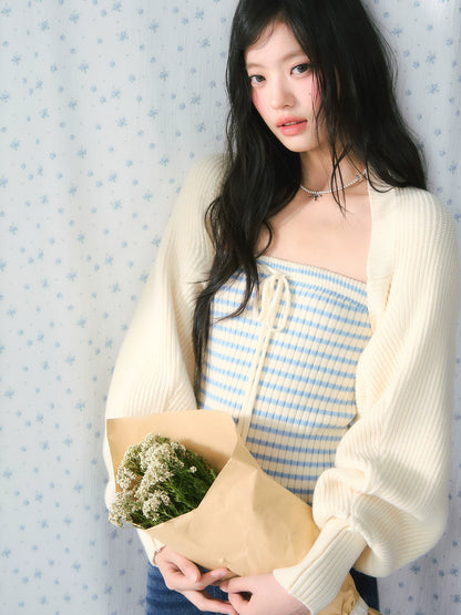 Striped Bandeau Cardigan Set