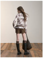 Brown Studded Faux Suede Shorts