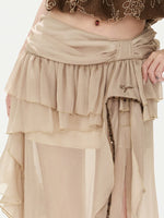 Bow-Waist Ruffle Maxi Skirt
