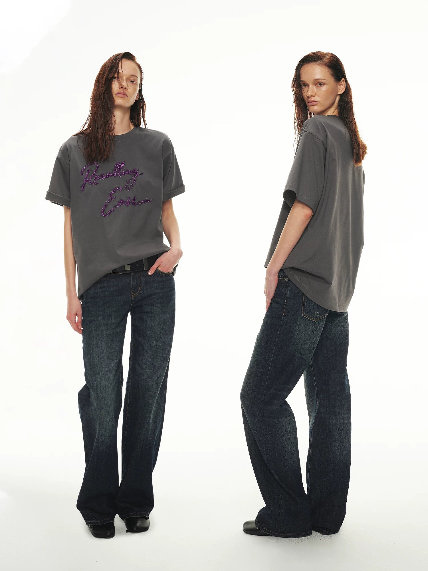 Shimmer Embroidery Oversize Tee